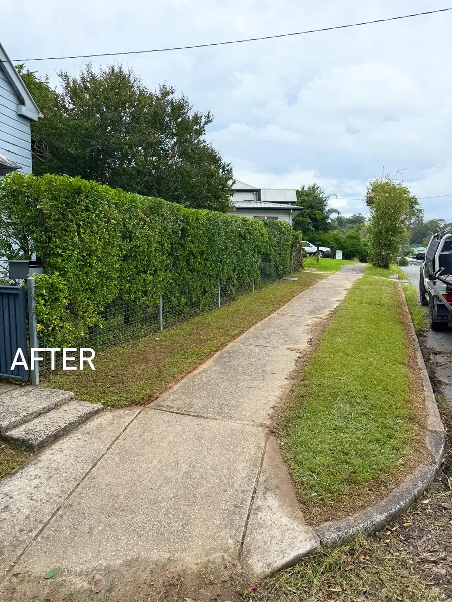 Neatly mowed footpath verge after